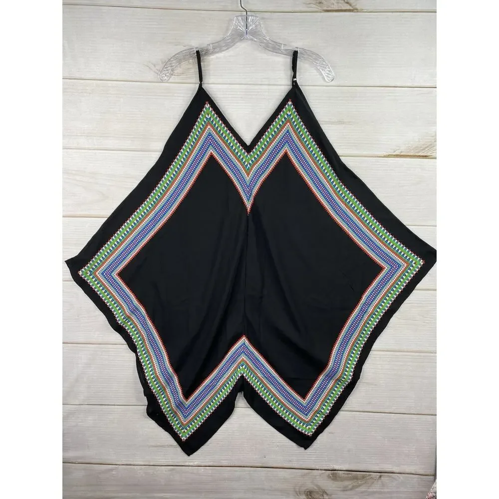 Lily White Handkerchief Dress Sz XL Black Spaghetti Strap Lightweight Flowy - Picture 8 of 8